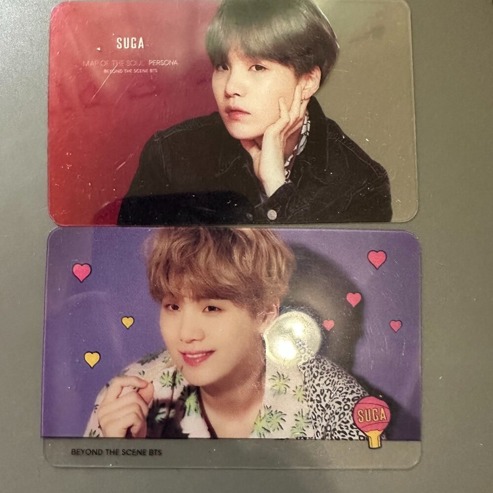 Lot of 2 Suga BTS Beyond the Scene Persona Transparent Photo Cards